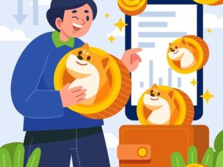 Valuable cryptocurrency dogecoin illustration