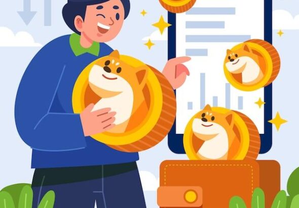 Valuable cryptocurrency dogecoin illustration