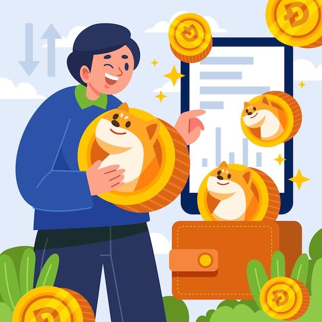 Valuable cryptocurrency dogecoin illustration