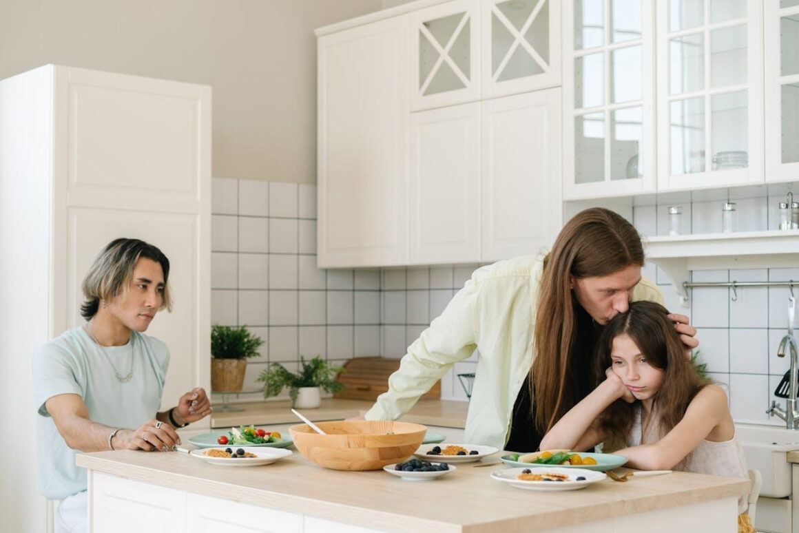 Family having breakfast together
